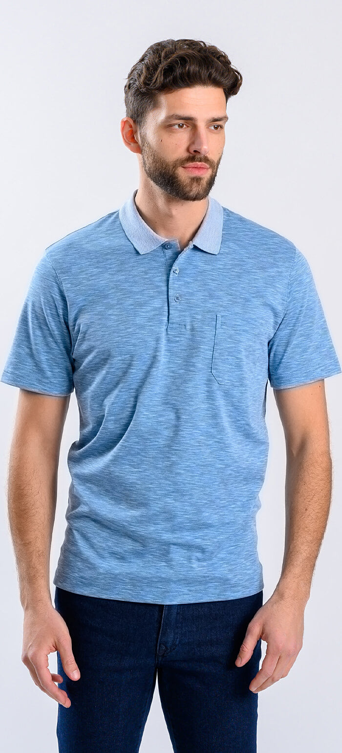 Blue melange polo shirt