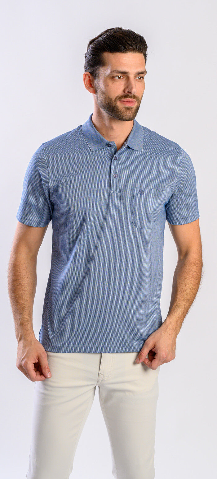 Blue polo shirt with diamonds