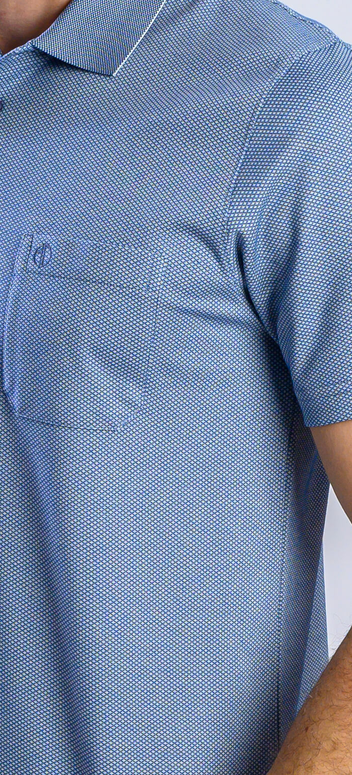 Blue polo shirt with diamonds