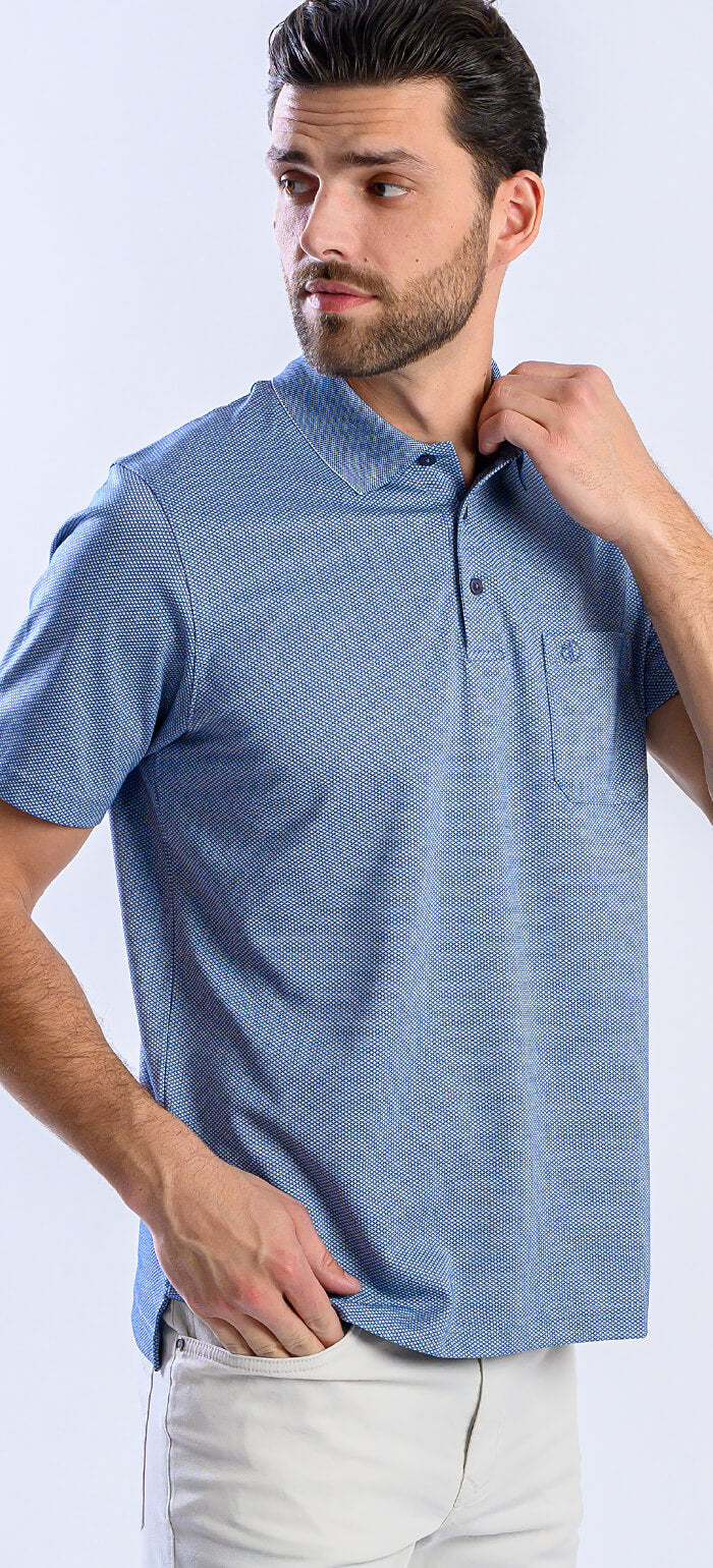 Blue polo shirt with diamonds