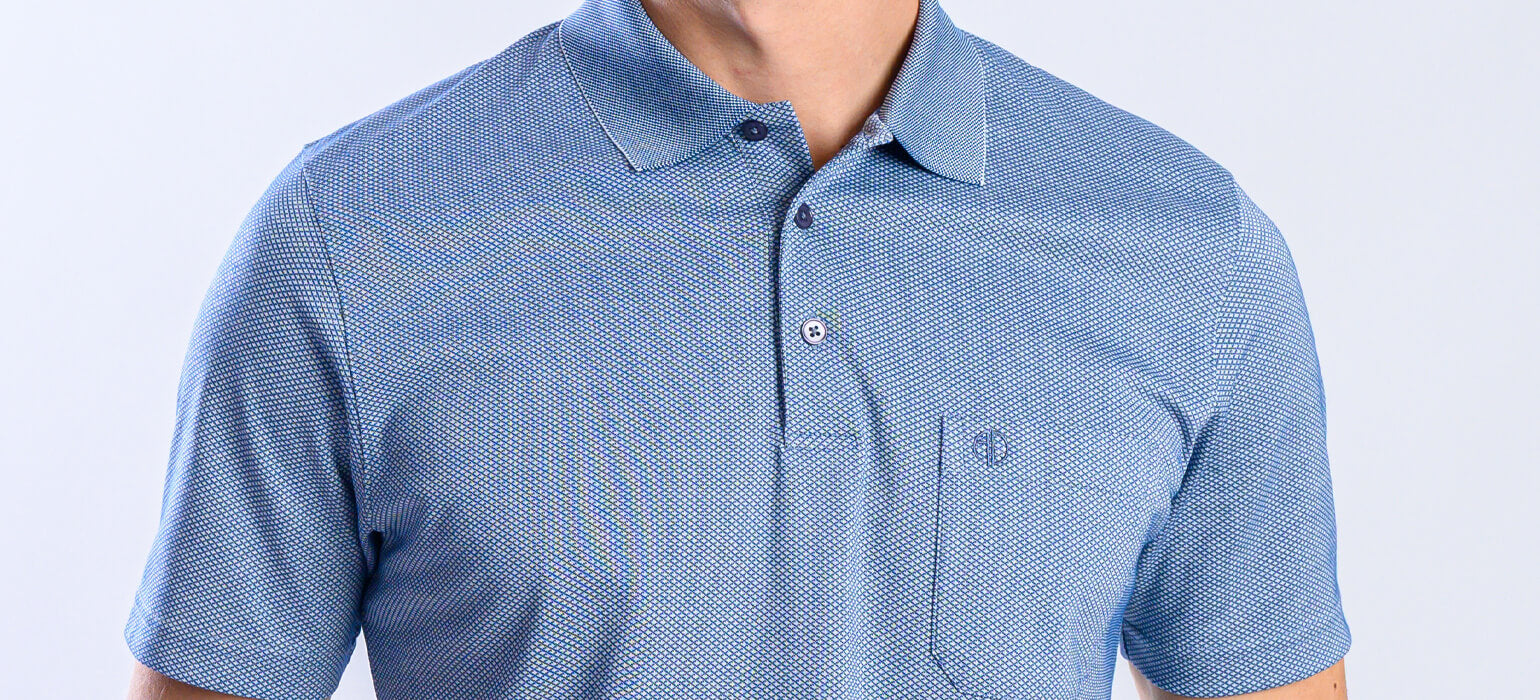 Blue polo shirt with diamonds