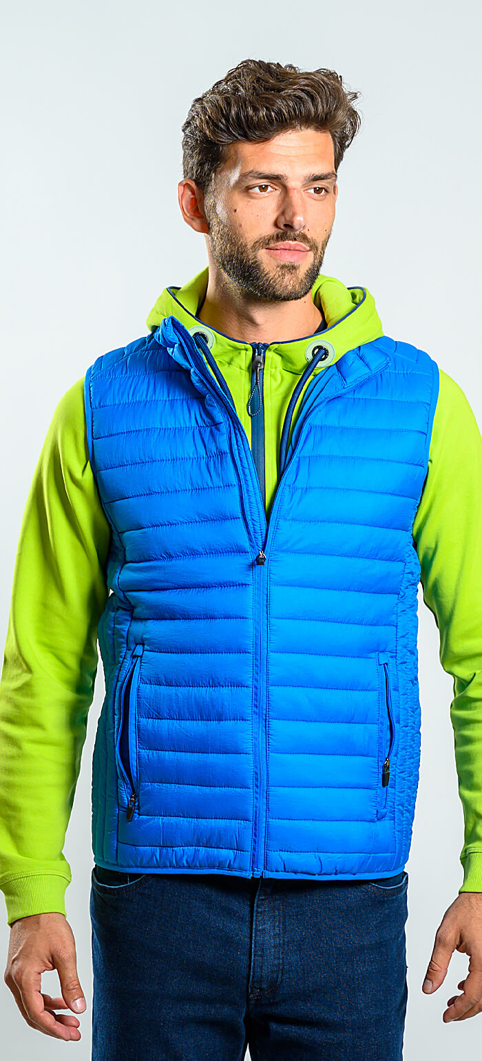 Blue quilted vest