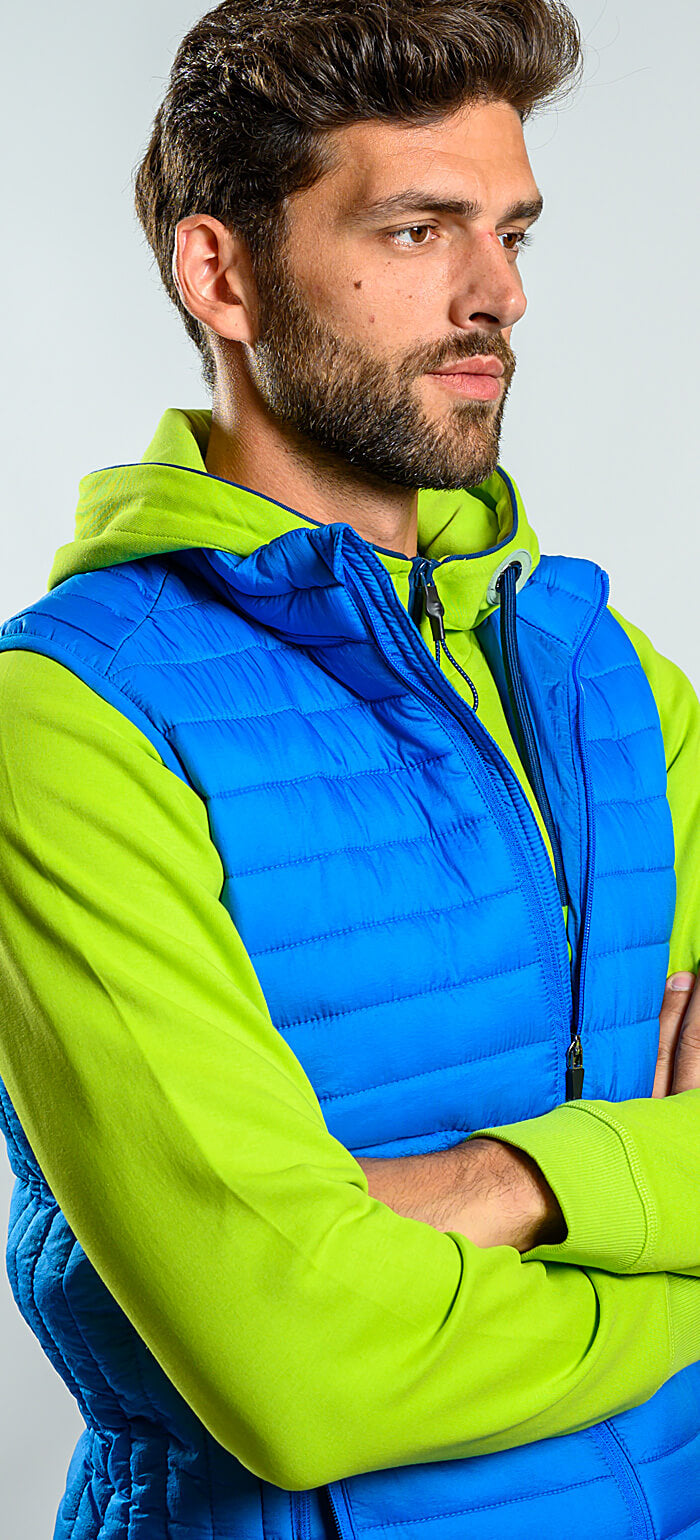 Blue quilted vest