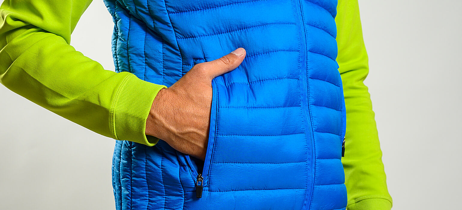 Blue quilted vest