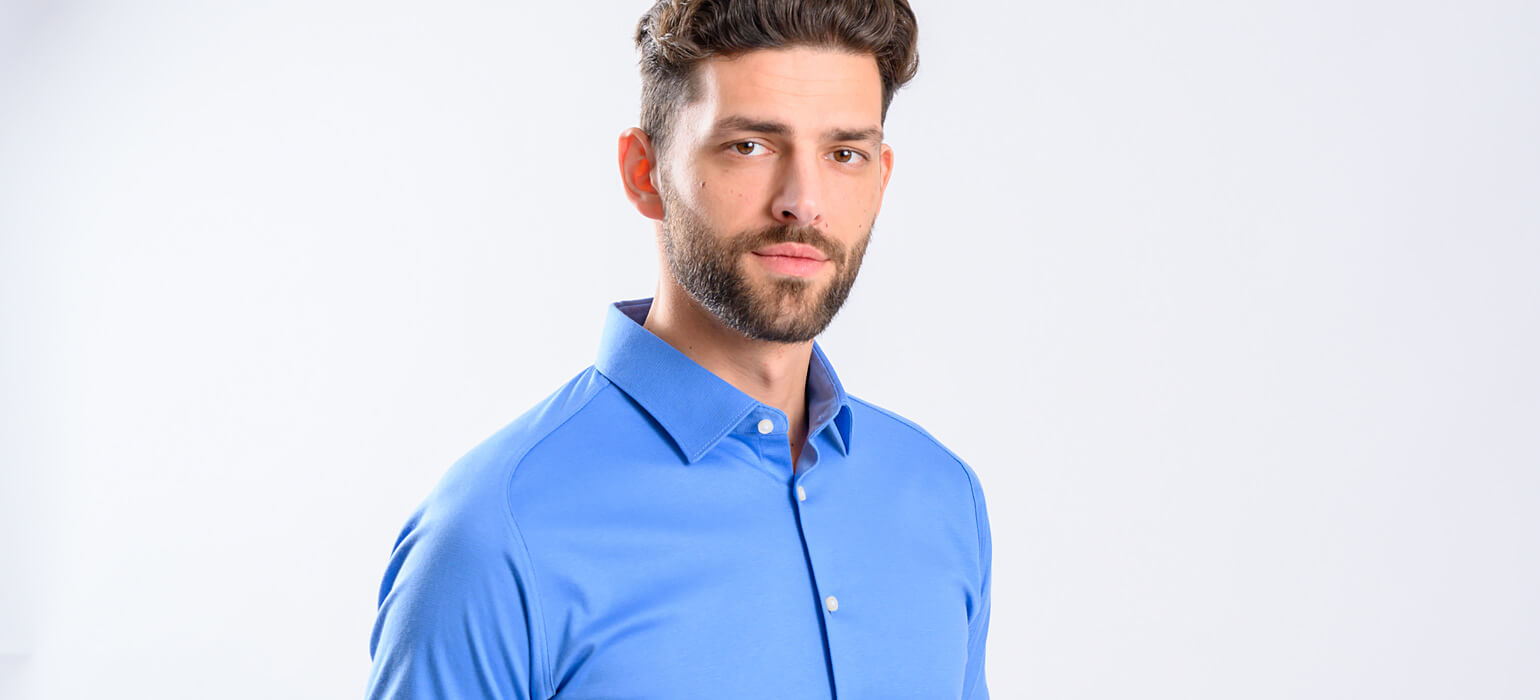 Blue Stretch Extra Slim Fit Short Sleeve Shirt