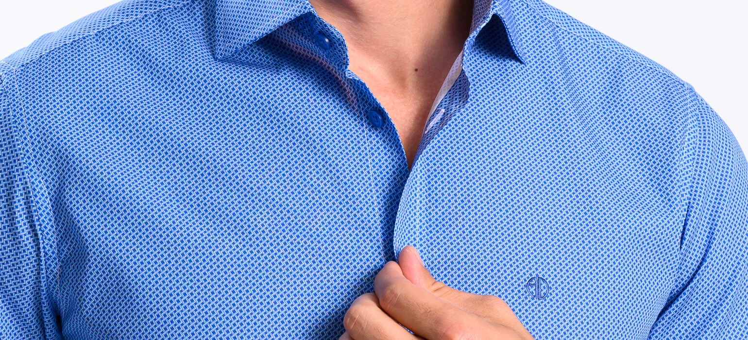 Blue patterned Extra Slim Fit short-sleeved shirt
