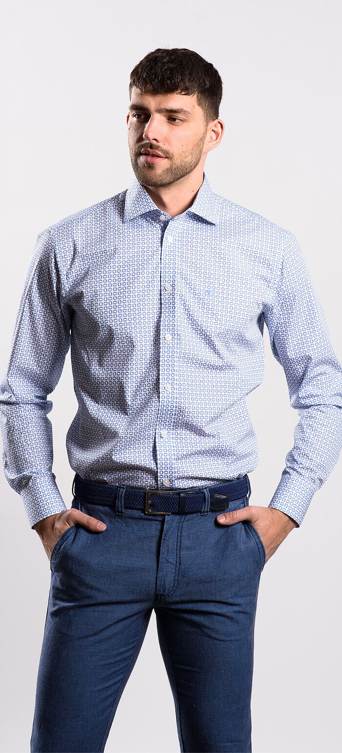 Blue patterned Extra Slim Fit shirt