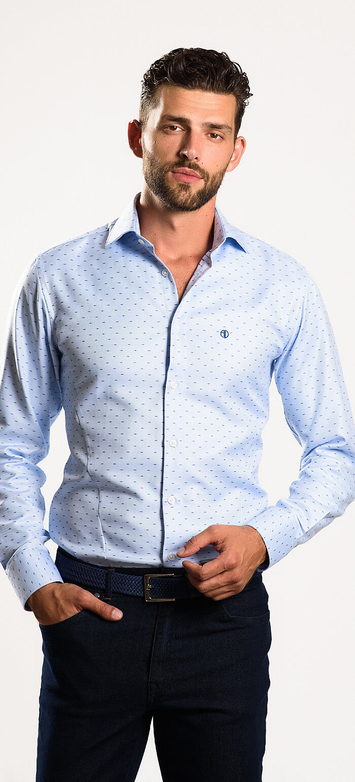 Blue patterned Extra Slim Fit shirt