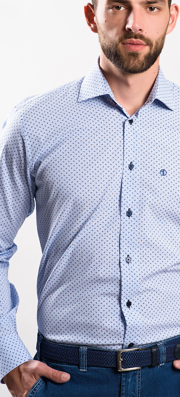 Blue patterned Slim Fit shirt