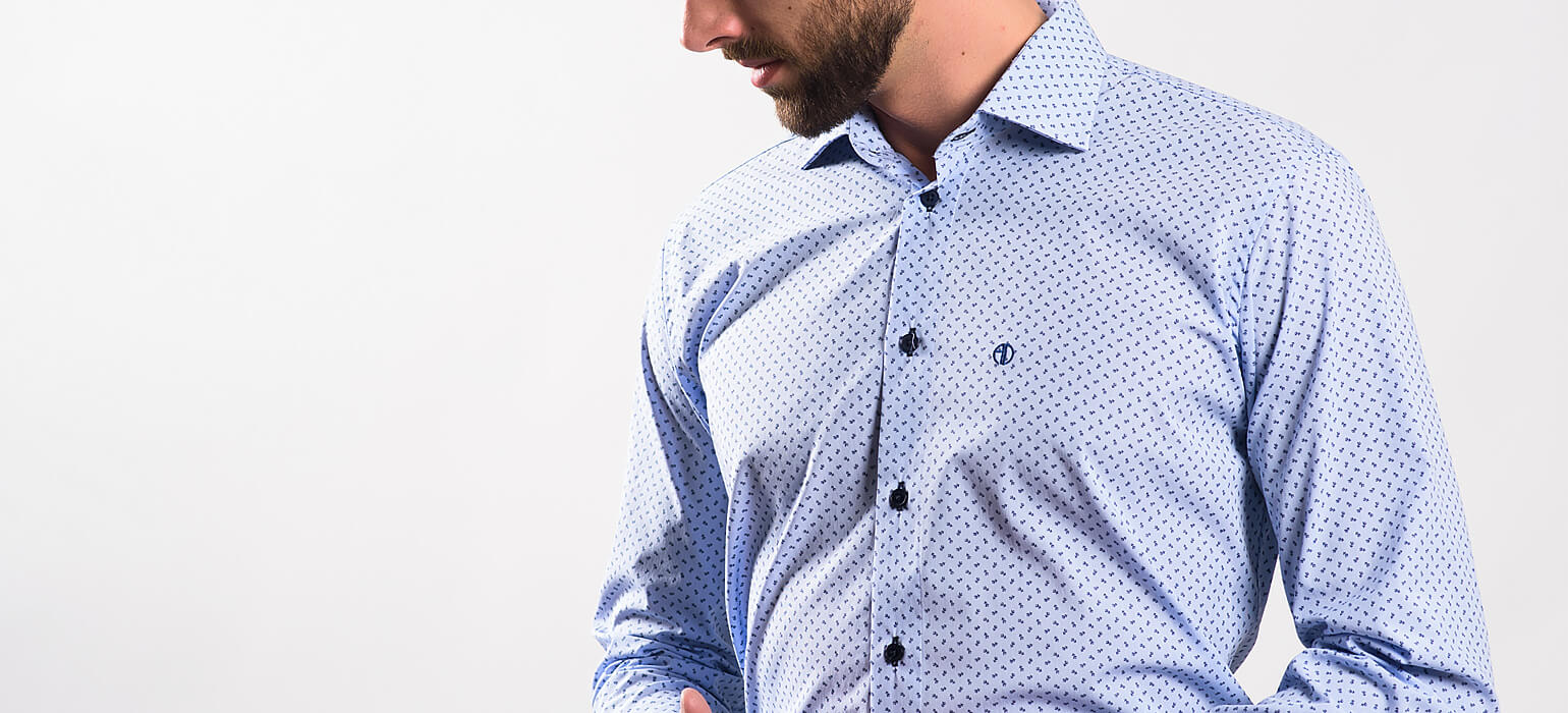 Blue patterned Slim Fit shirt