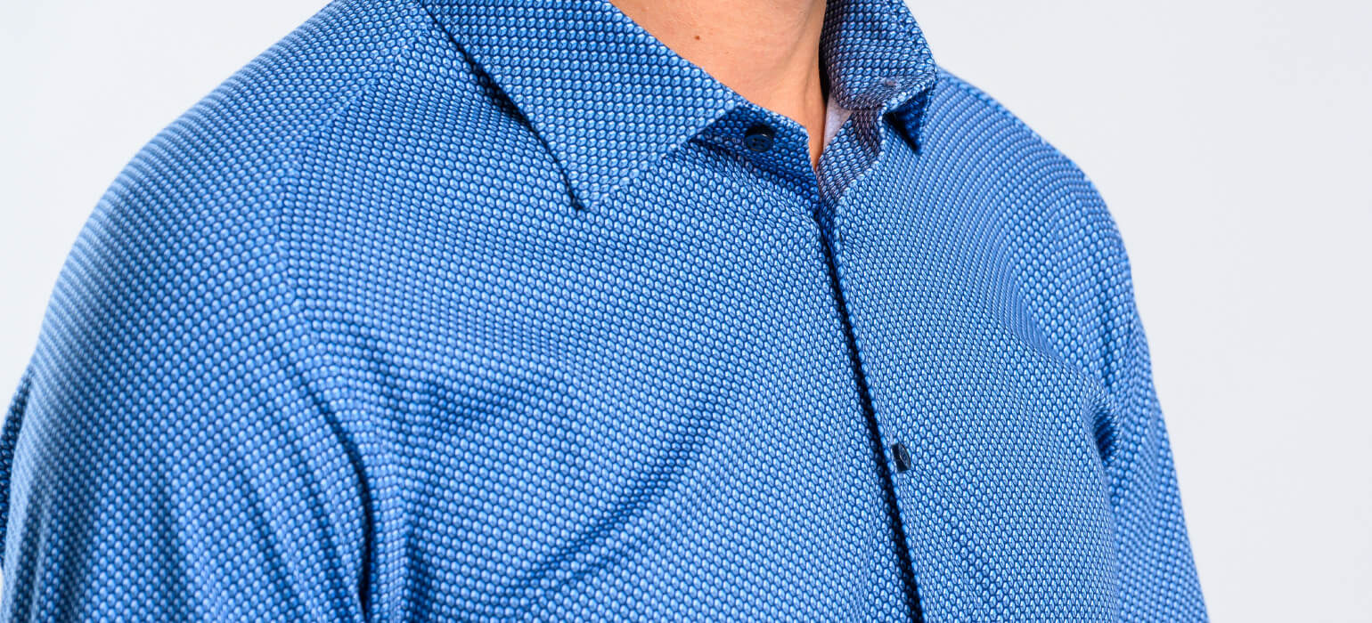 Blue patterned stretch Extra Slim Fit shirt with anti-wrinkle treatment