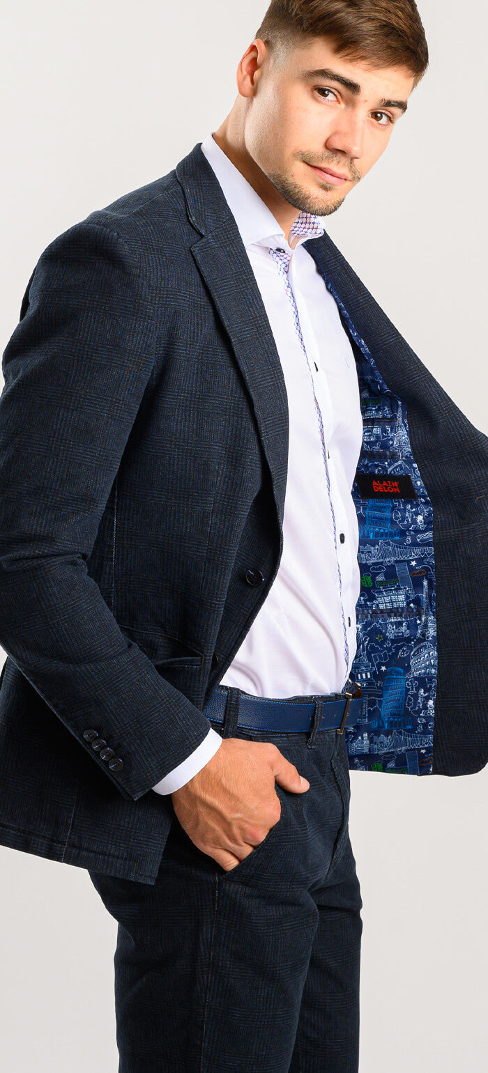 Blue checked cotton jacket