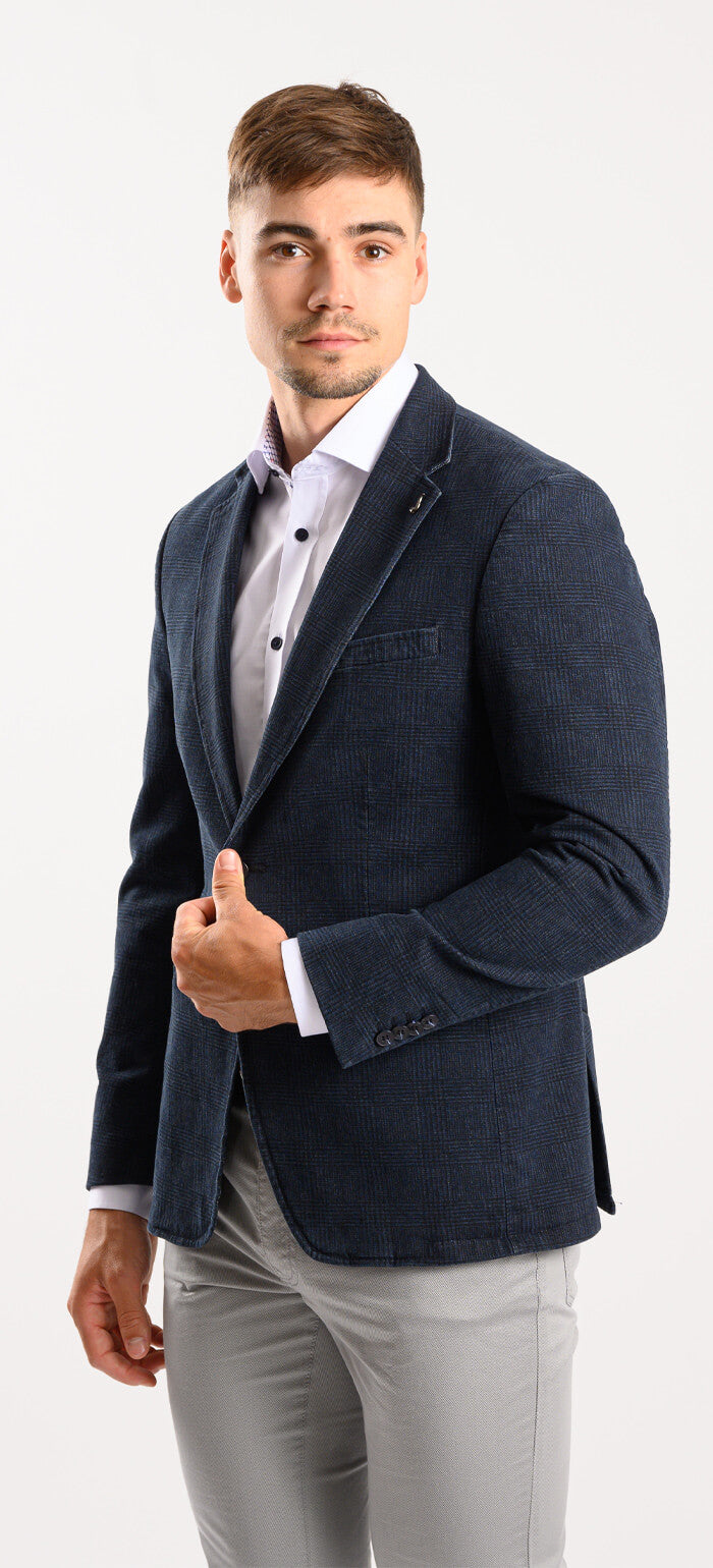 Blue checked cotton jacket