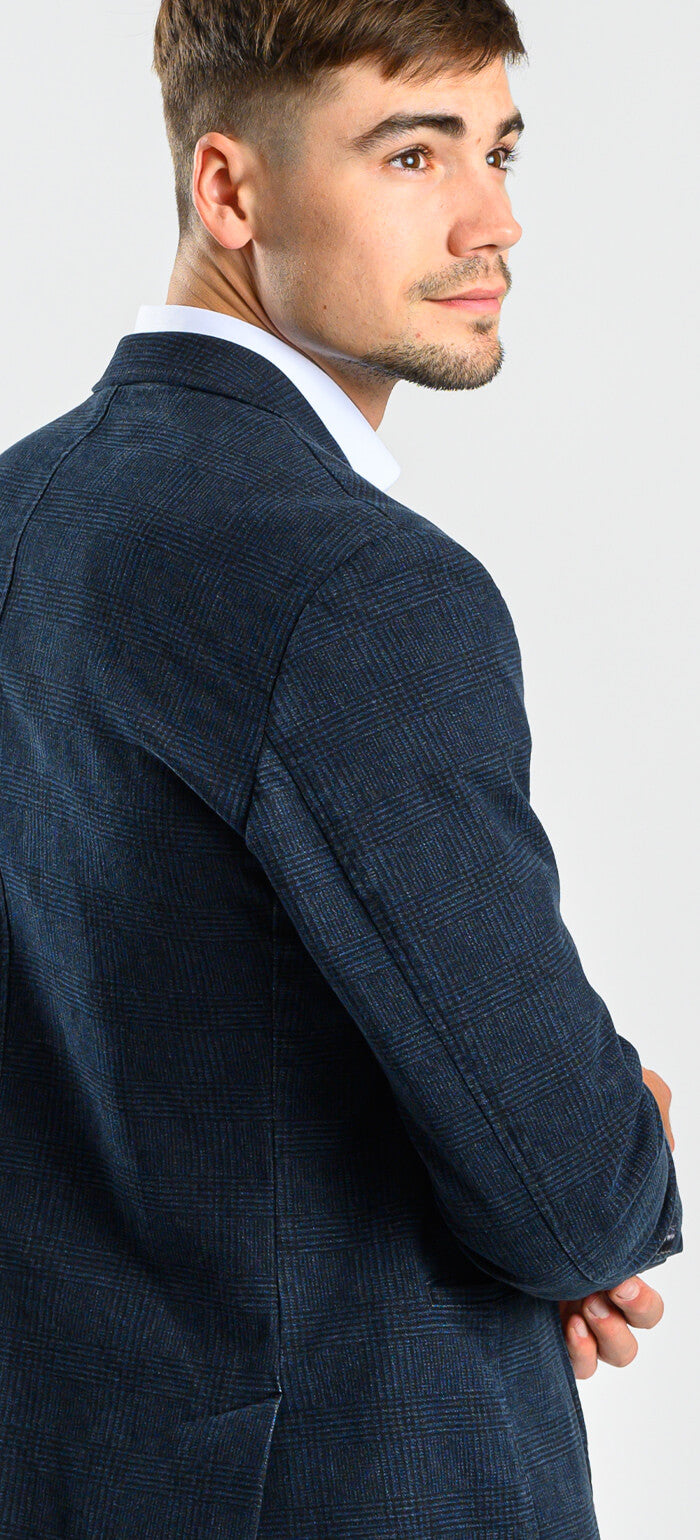 Blue checked cotton jacket