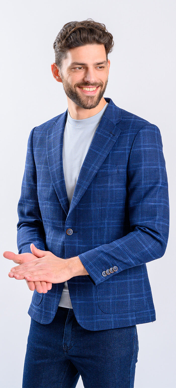 Blue checked jacket