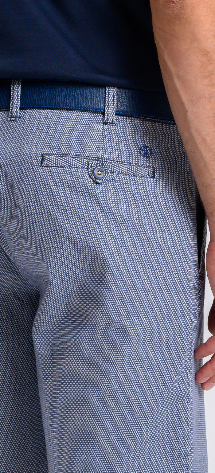 Blue shorts with a subtle pattern