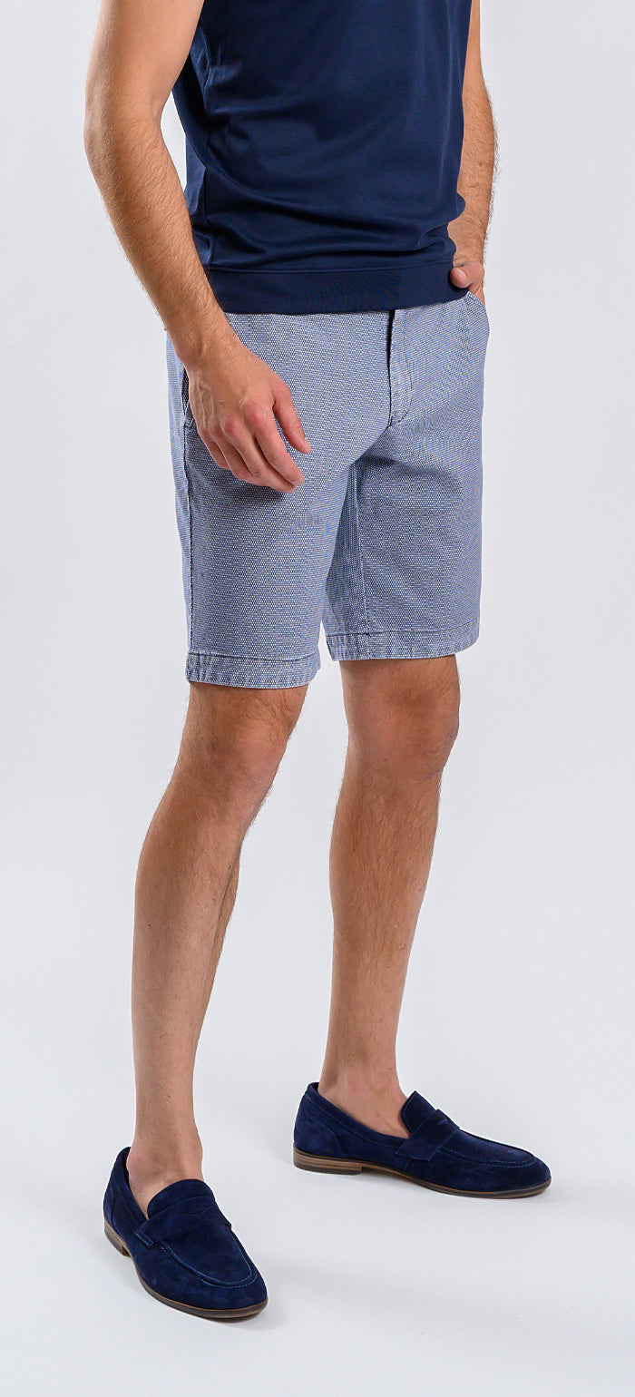 Blue shorts with a subtle pattern