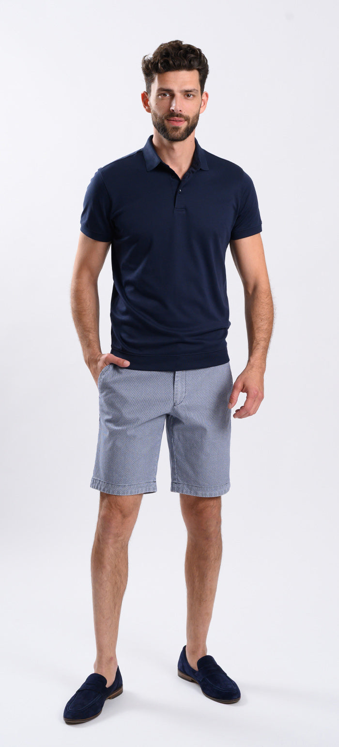 Blue shorts with a subtle pattern
