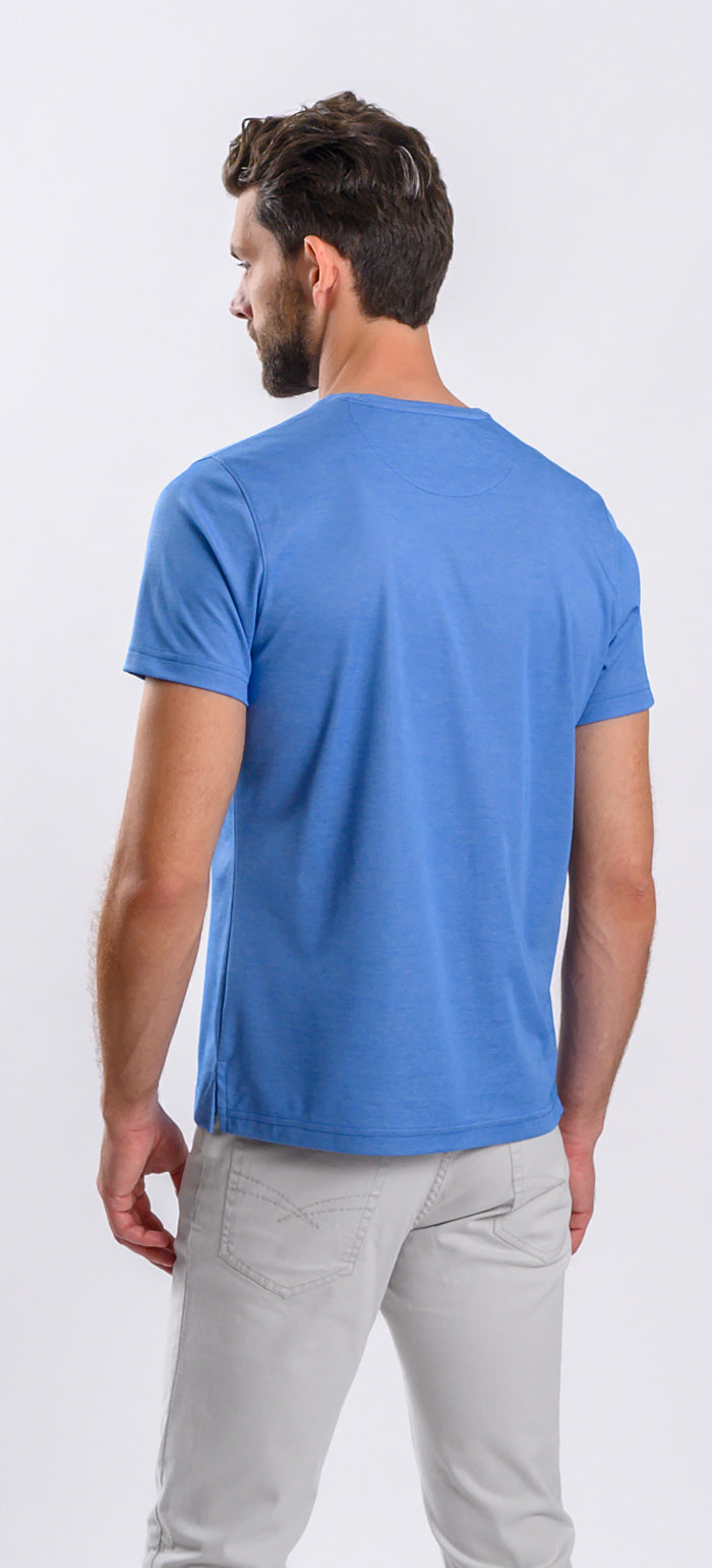 Blue T-shirt with a subtle pattern