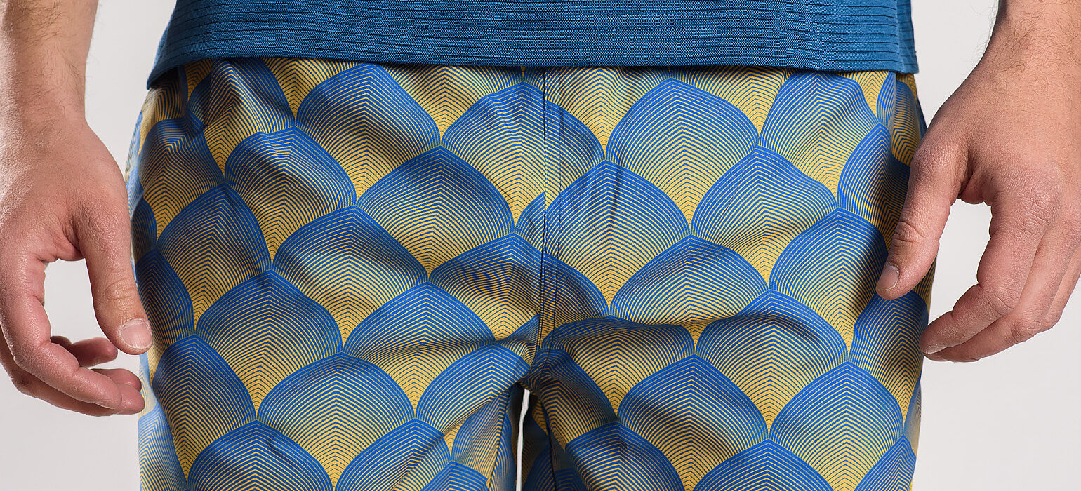 Blue and yellow swimsuit