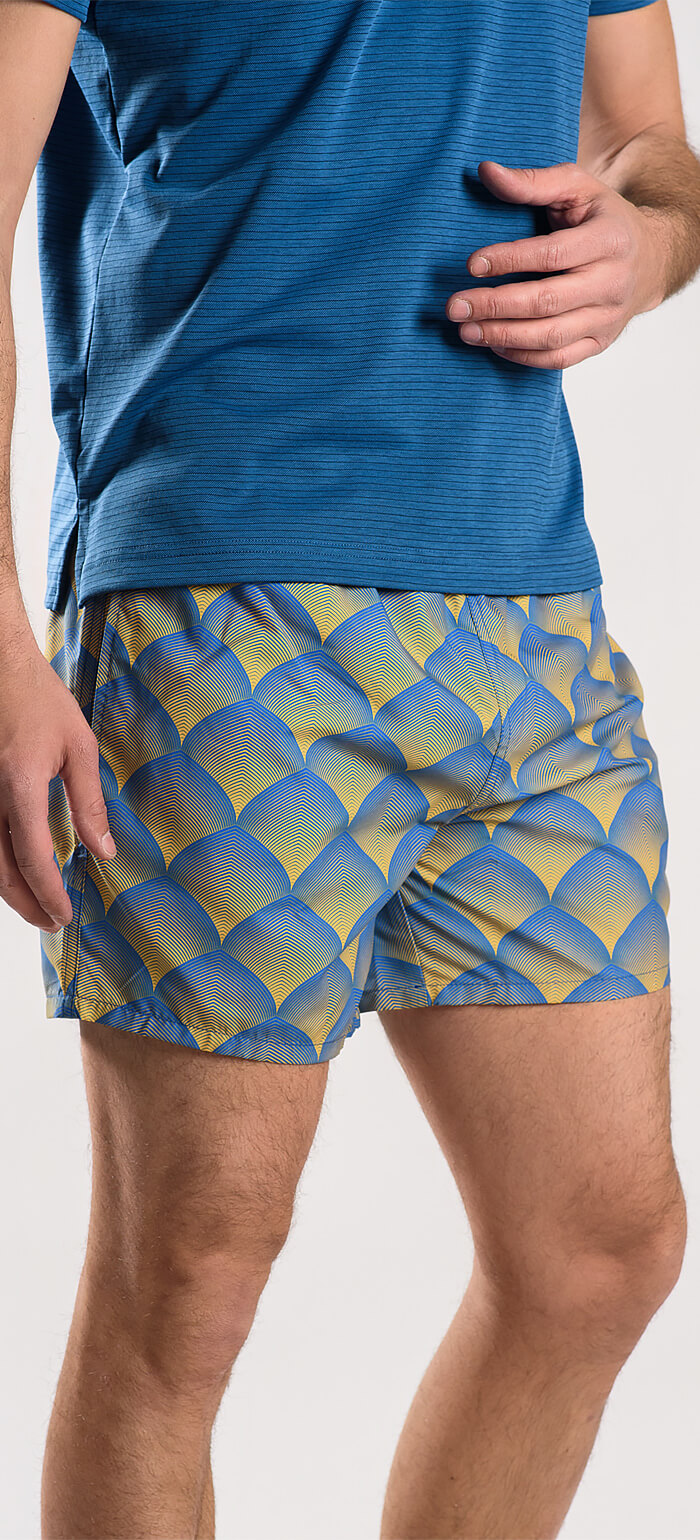 Blue and yellow swimsuit