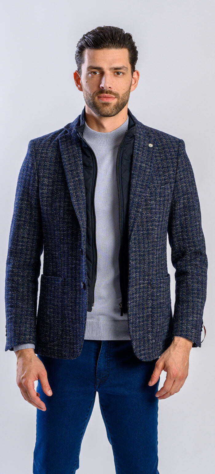 Blue-gray jacket with removable insert