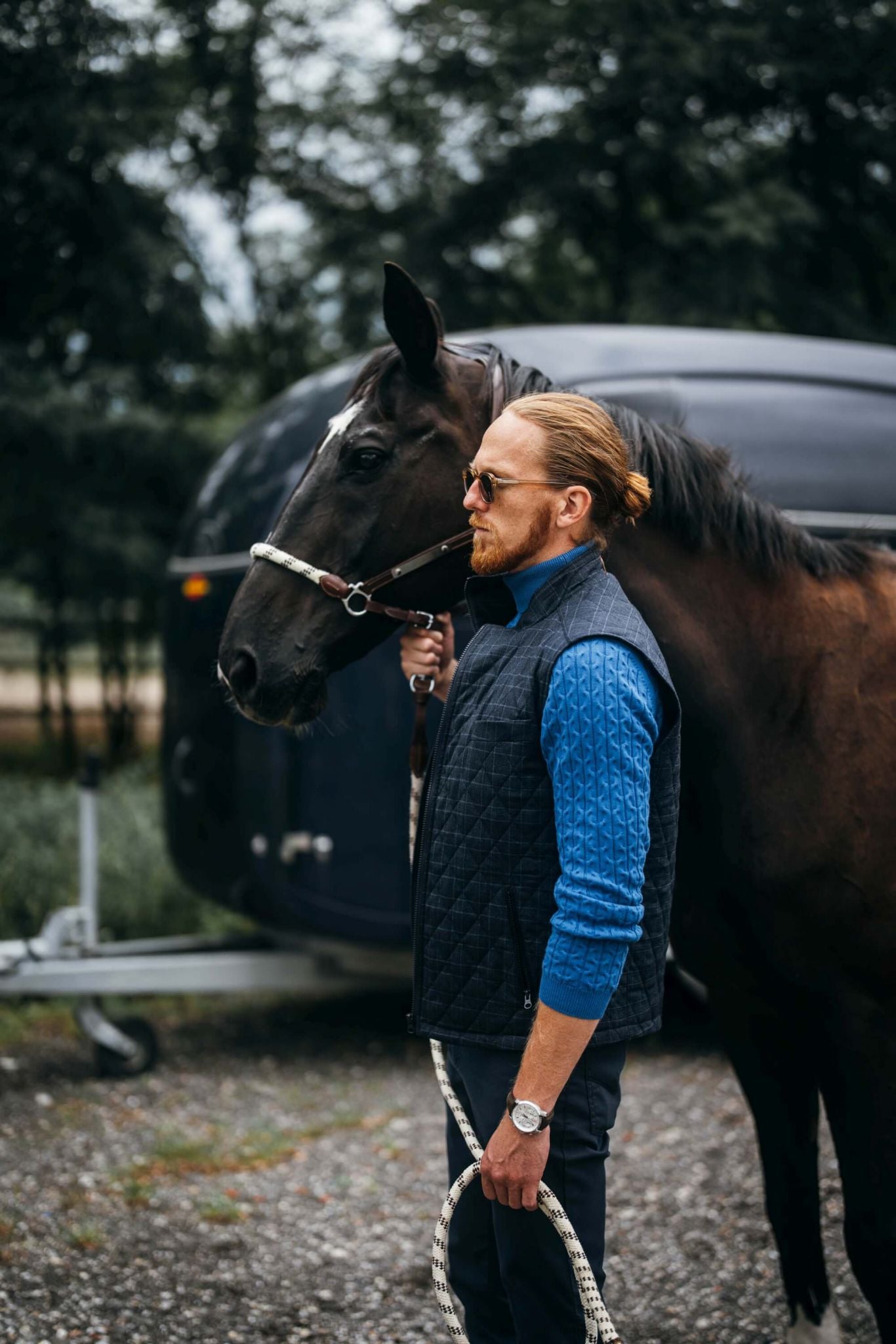 Blue cotton turtleneck