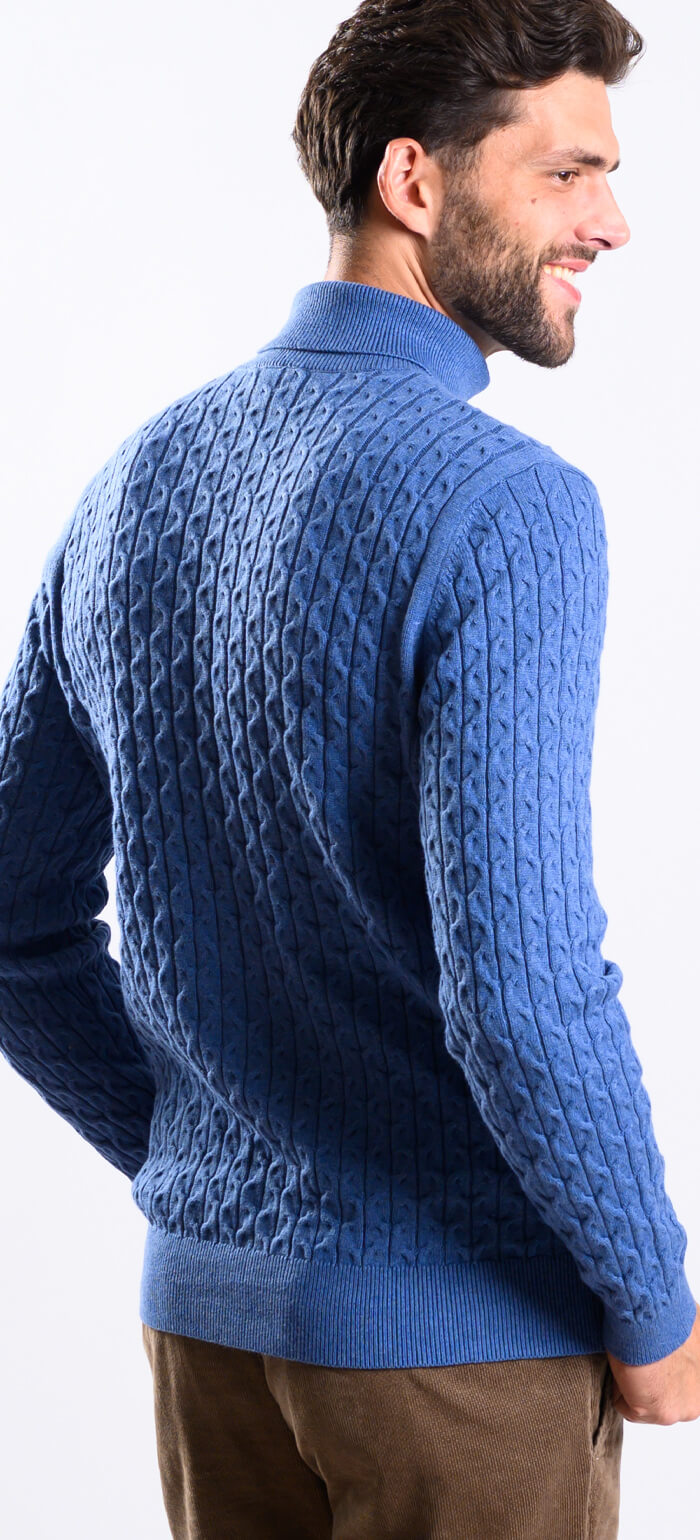 Blue cotton turtleneck