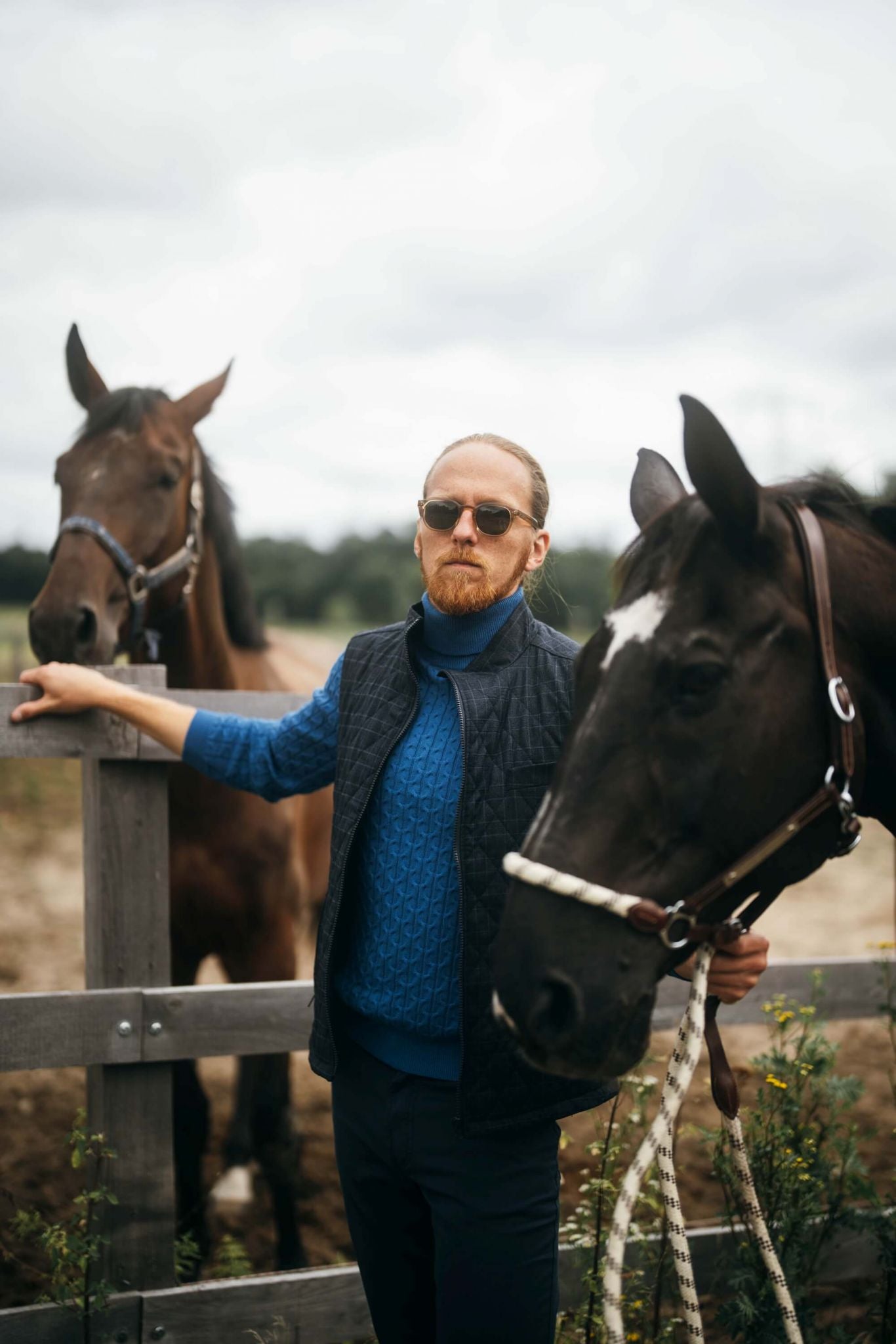 Blue cotton turtleneck