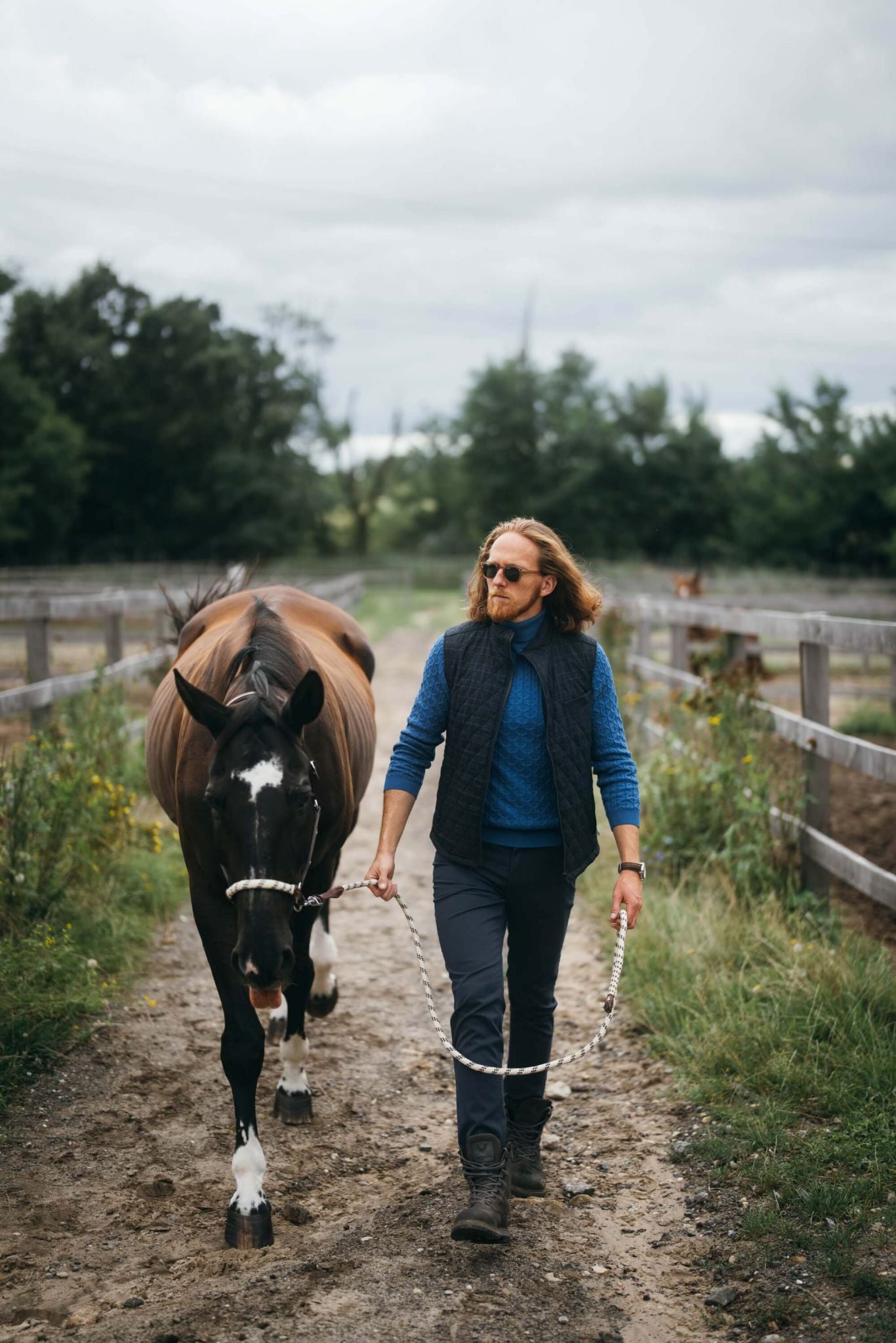Blue cotton turtleneck