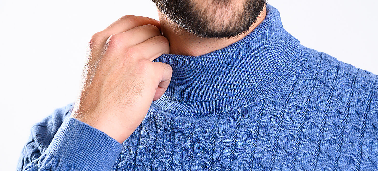 Blue cotton turtleneck