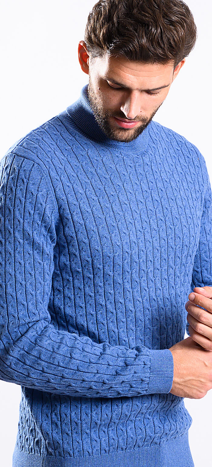 Blue cotton turtleneck