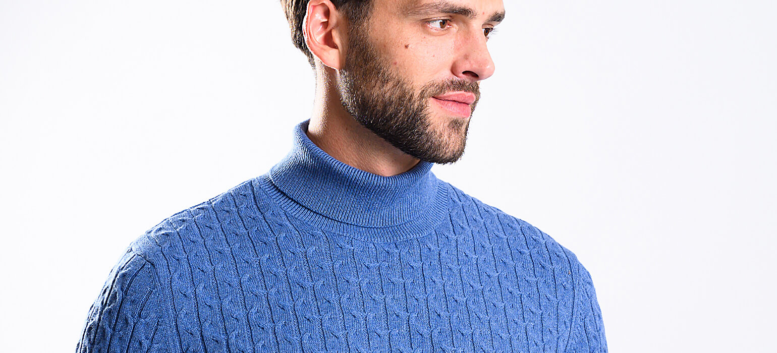 Blue cotton turtleneck
