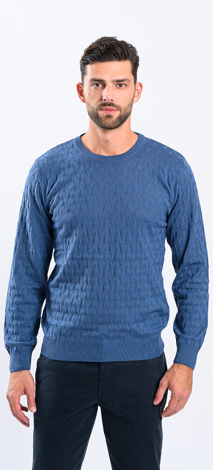 Blue knitted sweater