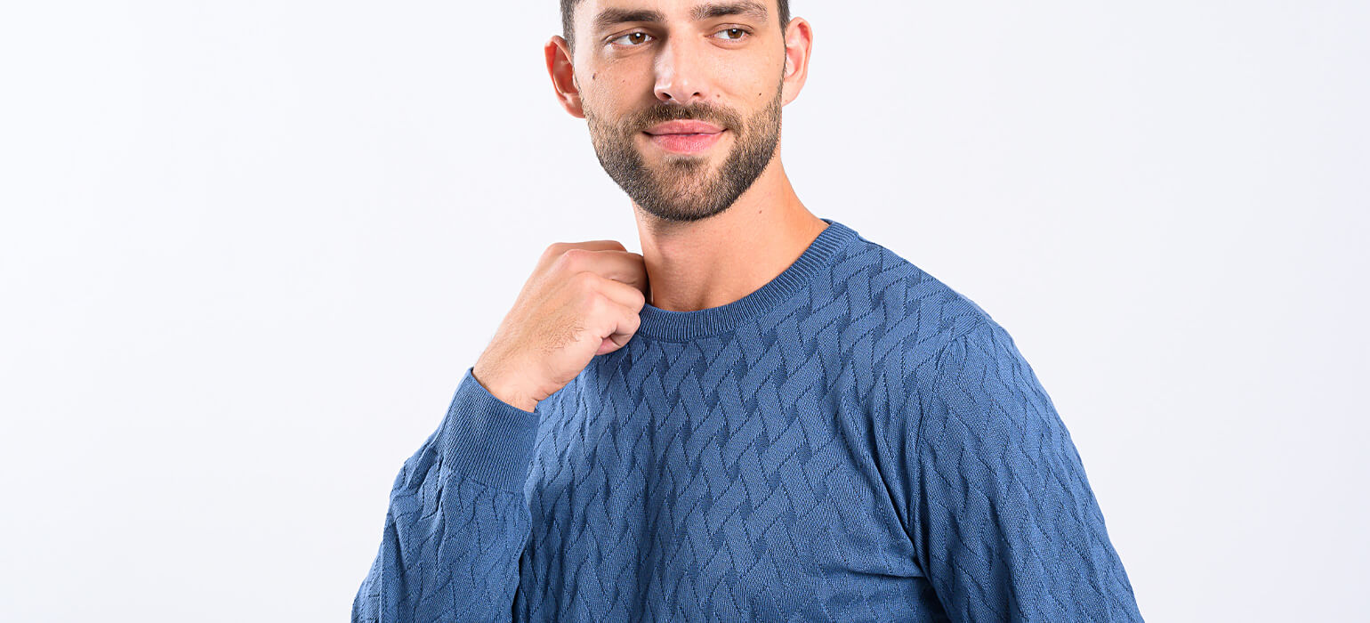 Blue knitted sweater