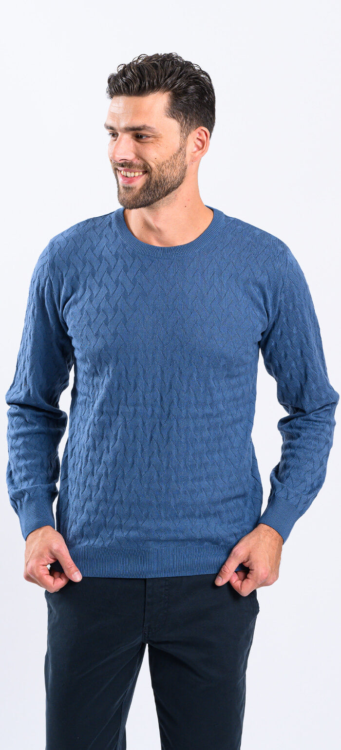 Blue knitted sweater