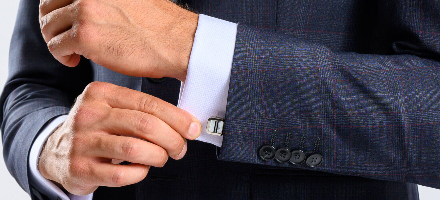 Blue Slim fit suit with burgundy check, size XL