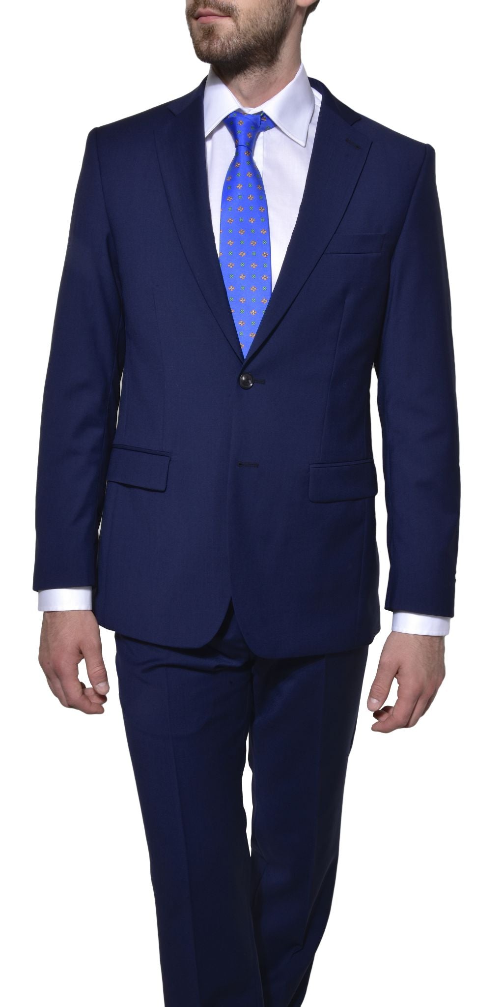 Blue wool slim fit suit