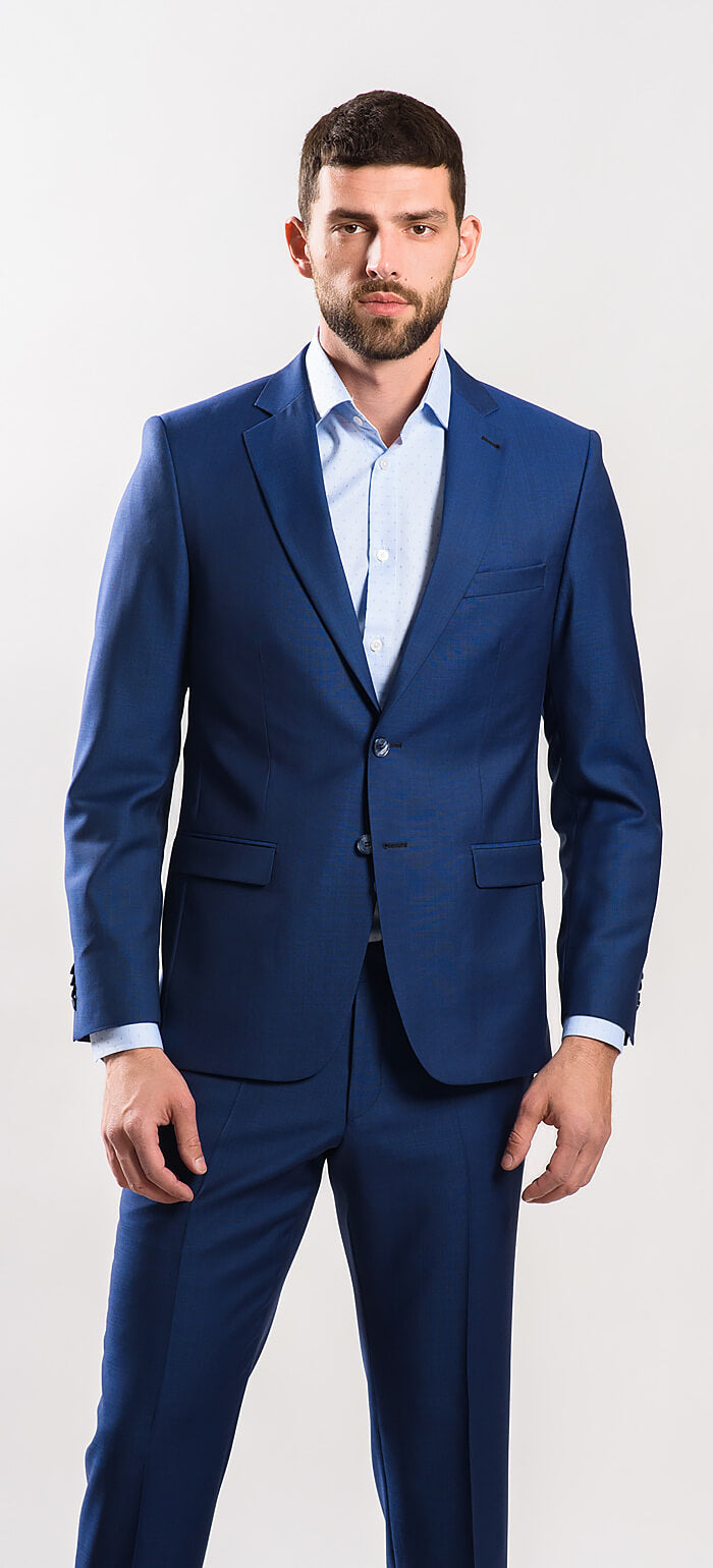 Blue wool slim fit suit