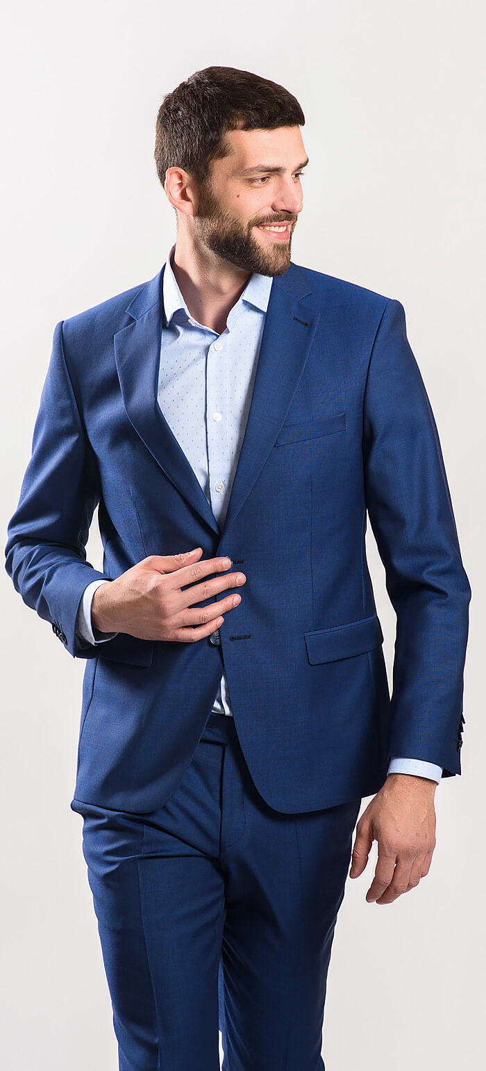 Blue wool slim fit suit
