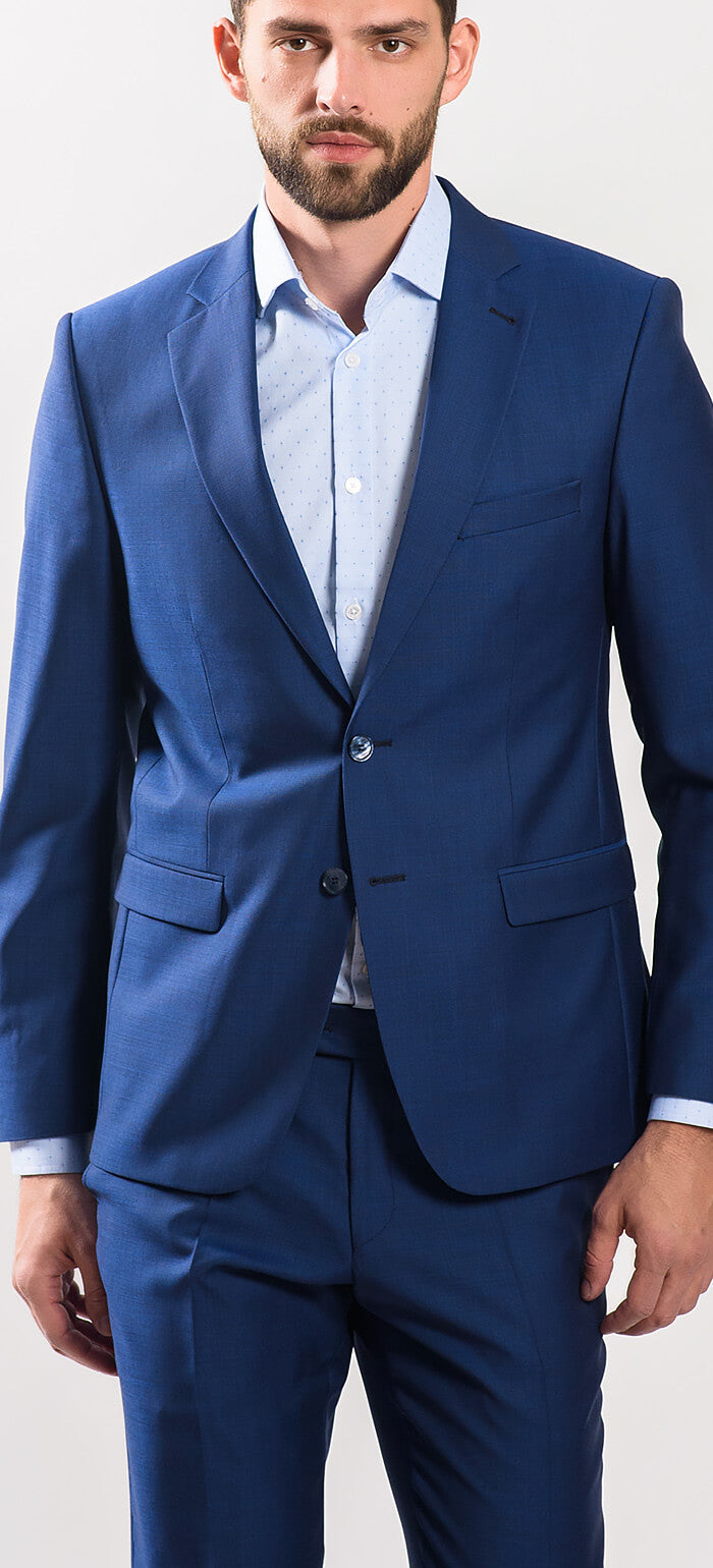 Blue wool slim fit suit