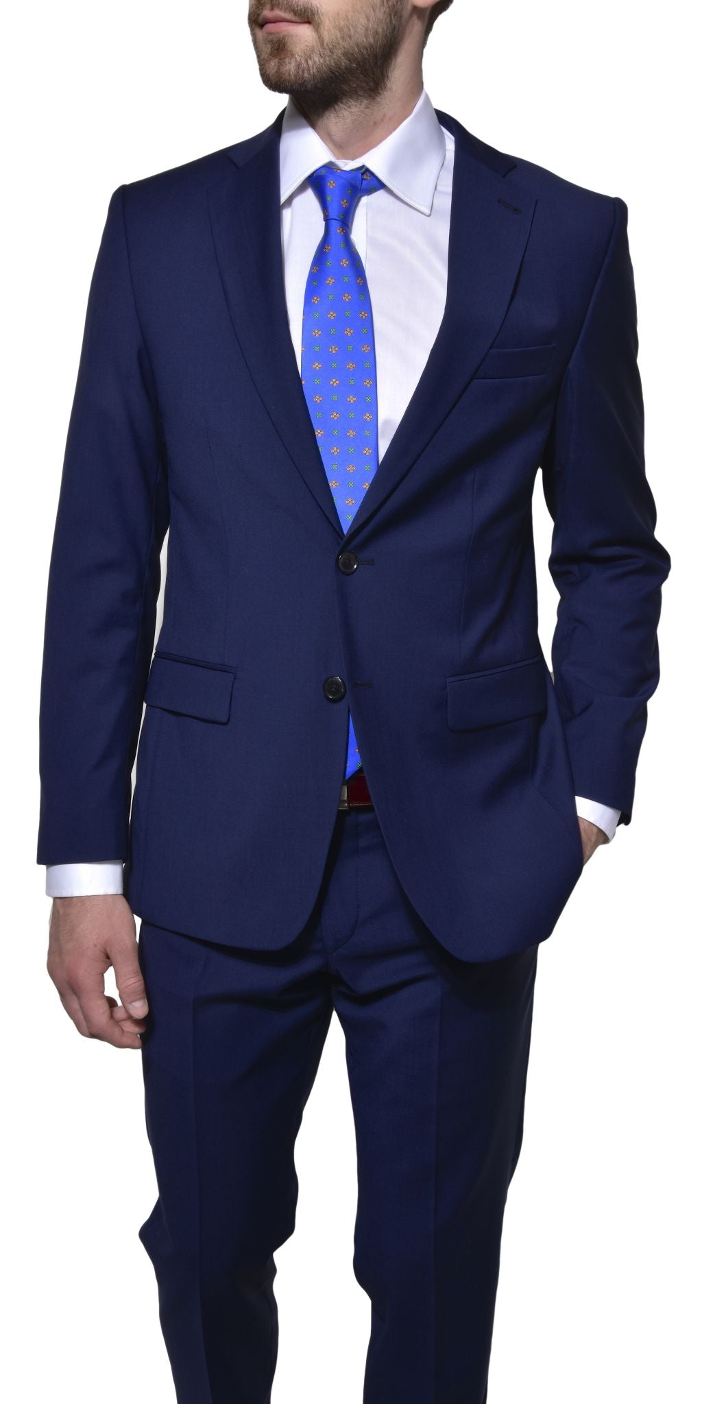Blue wool slim fit suit