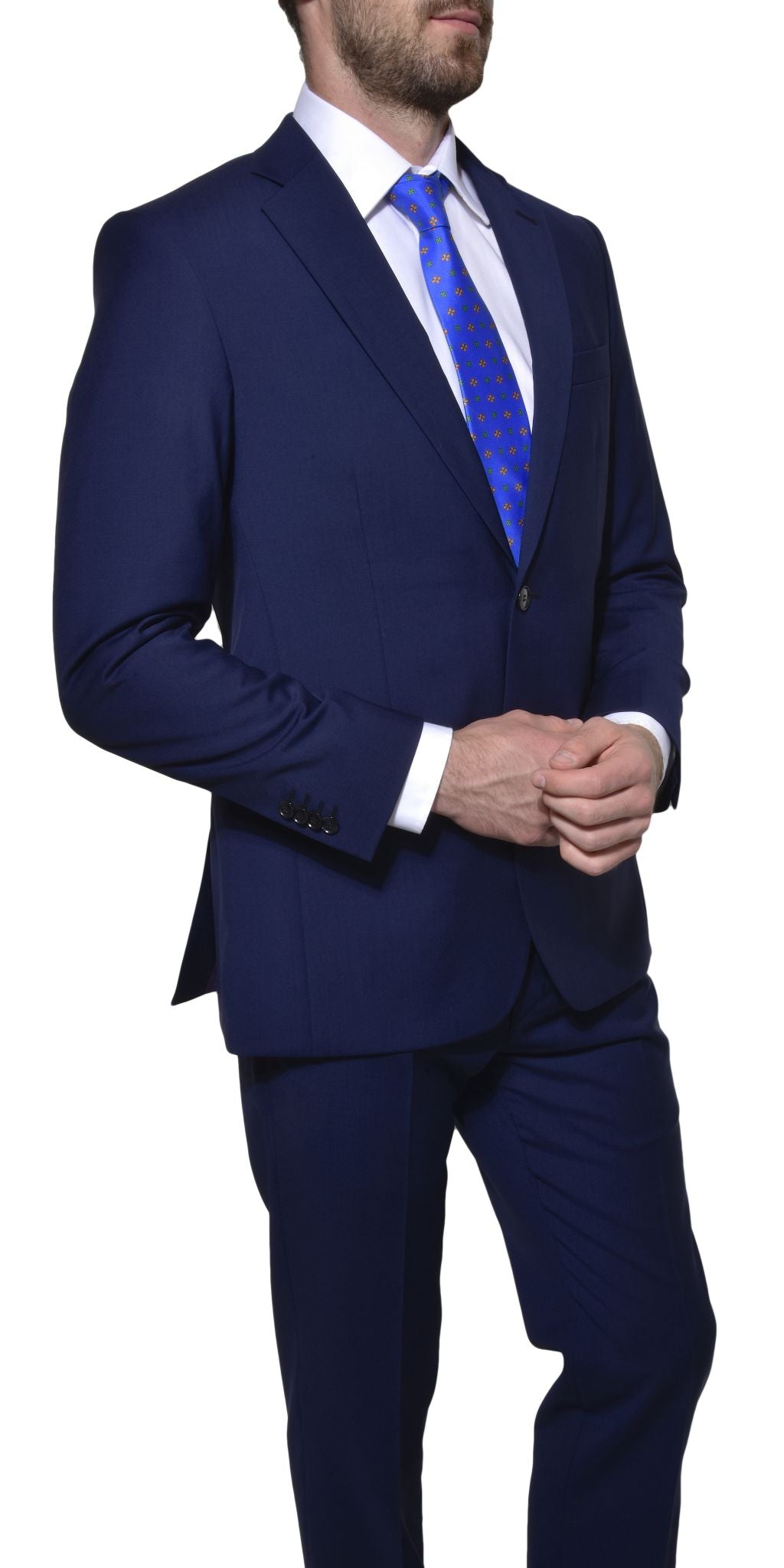 Blue wool slim fit suit
