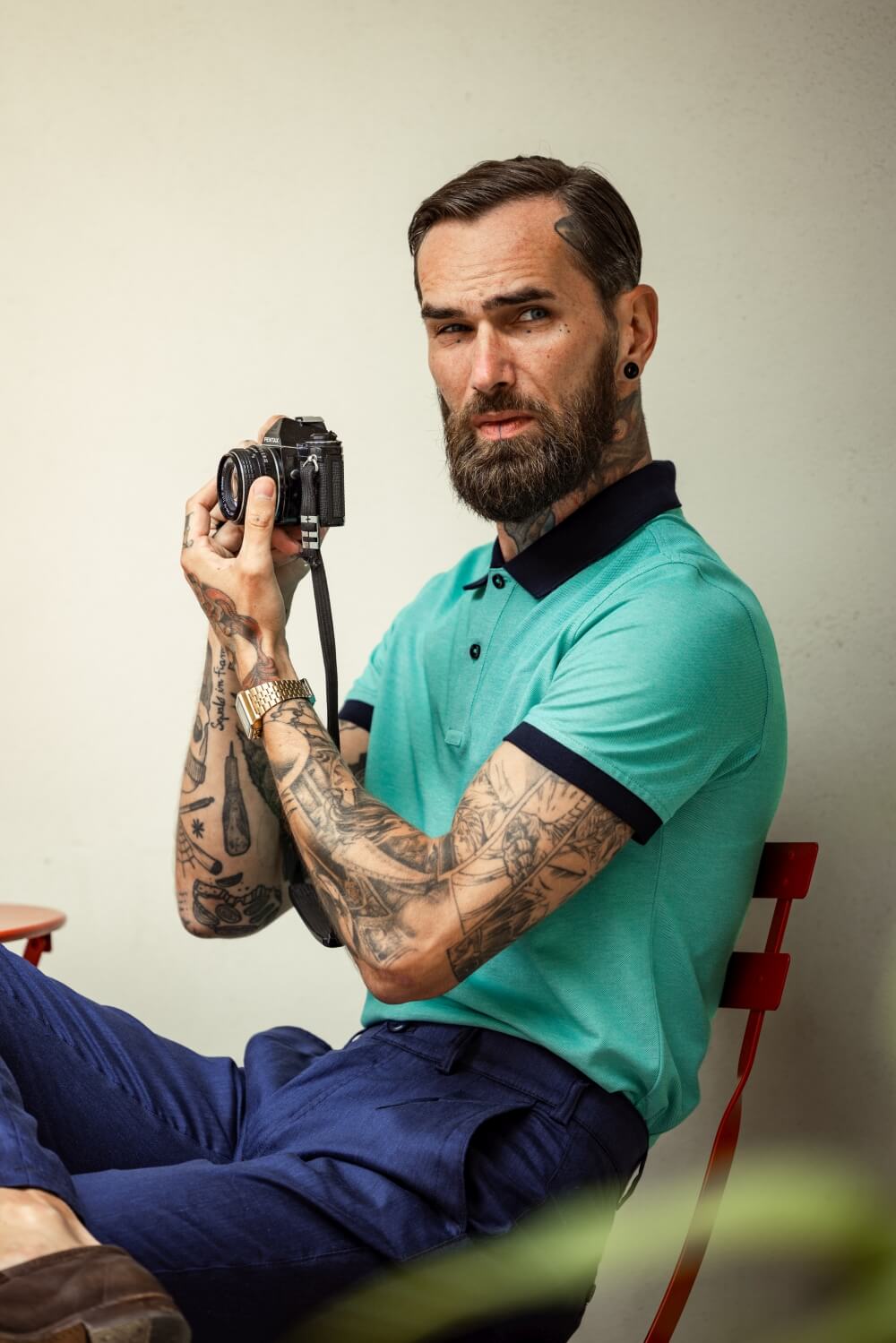 Pistachio green polo shirt