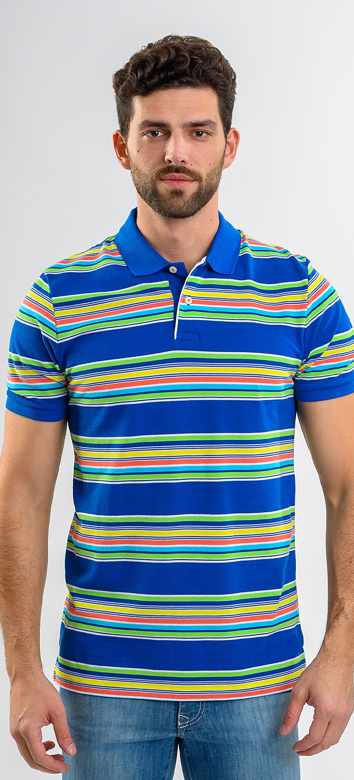 Striped cotton polo shirt
