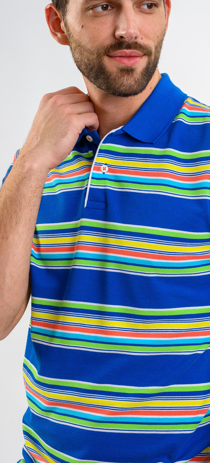 Striped cotton polo shirt