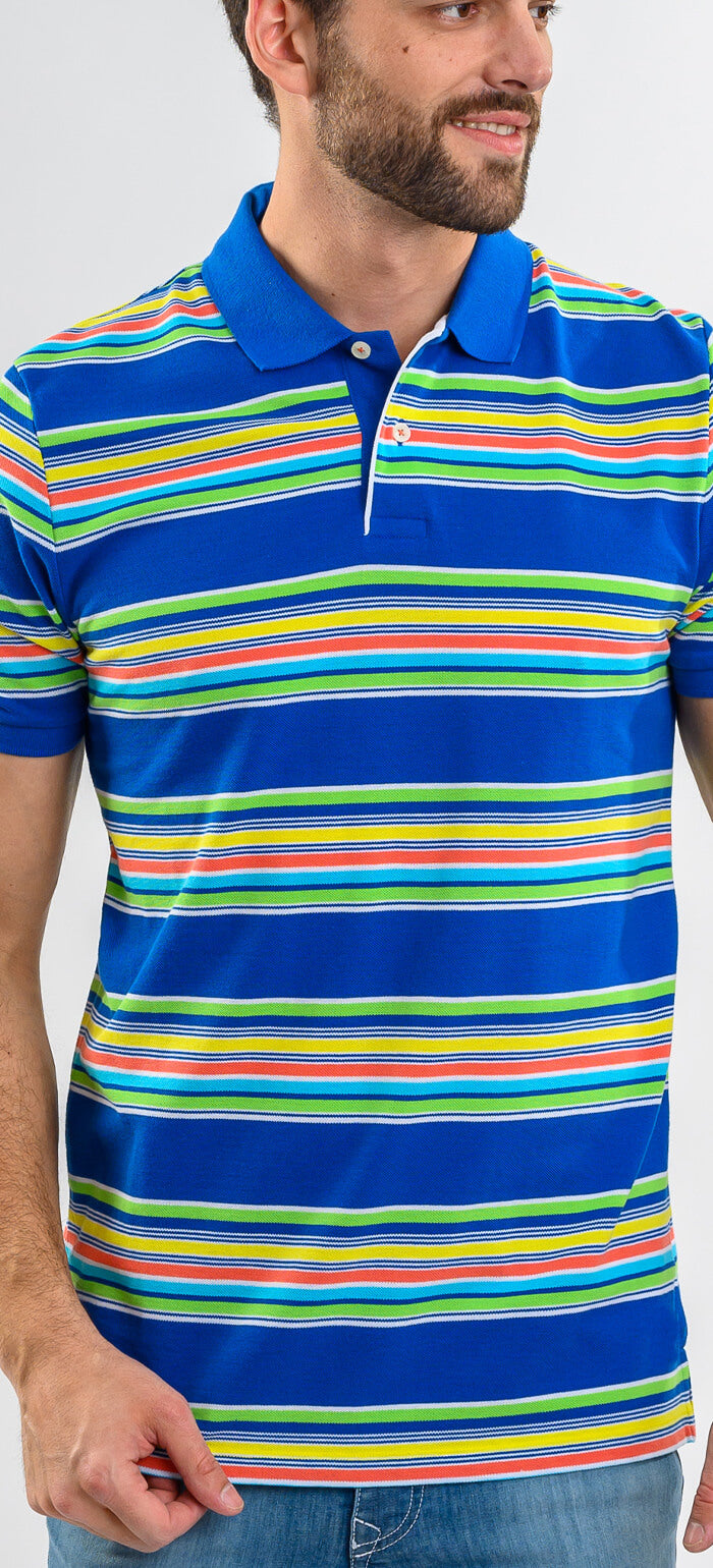 Striped cotton polo shirt