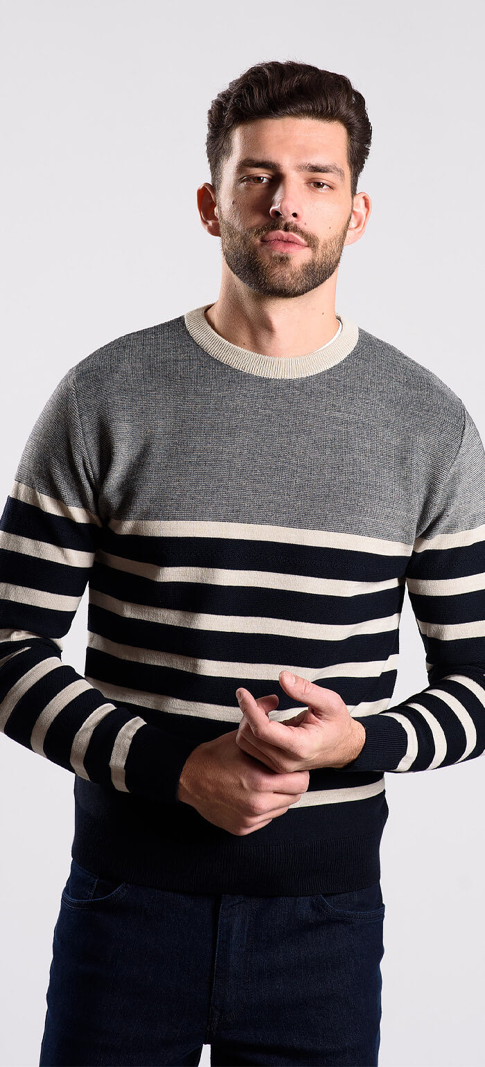 Striped wool-blend sweater