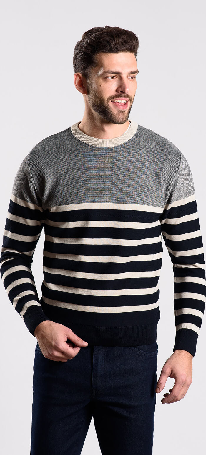Striped wool-blend sweater