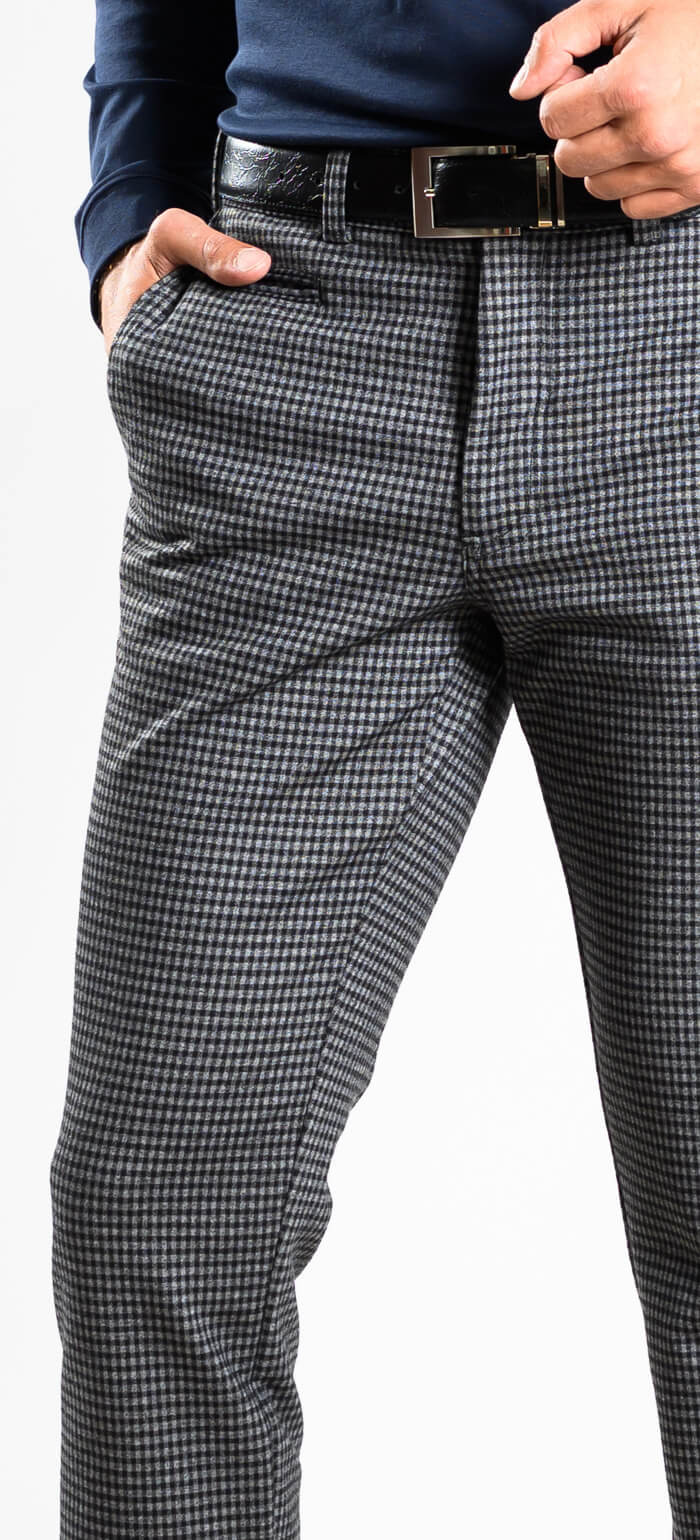 Grey-black checked trousers